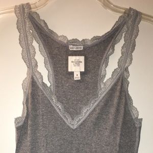 Gray lace racerbank tank top